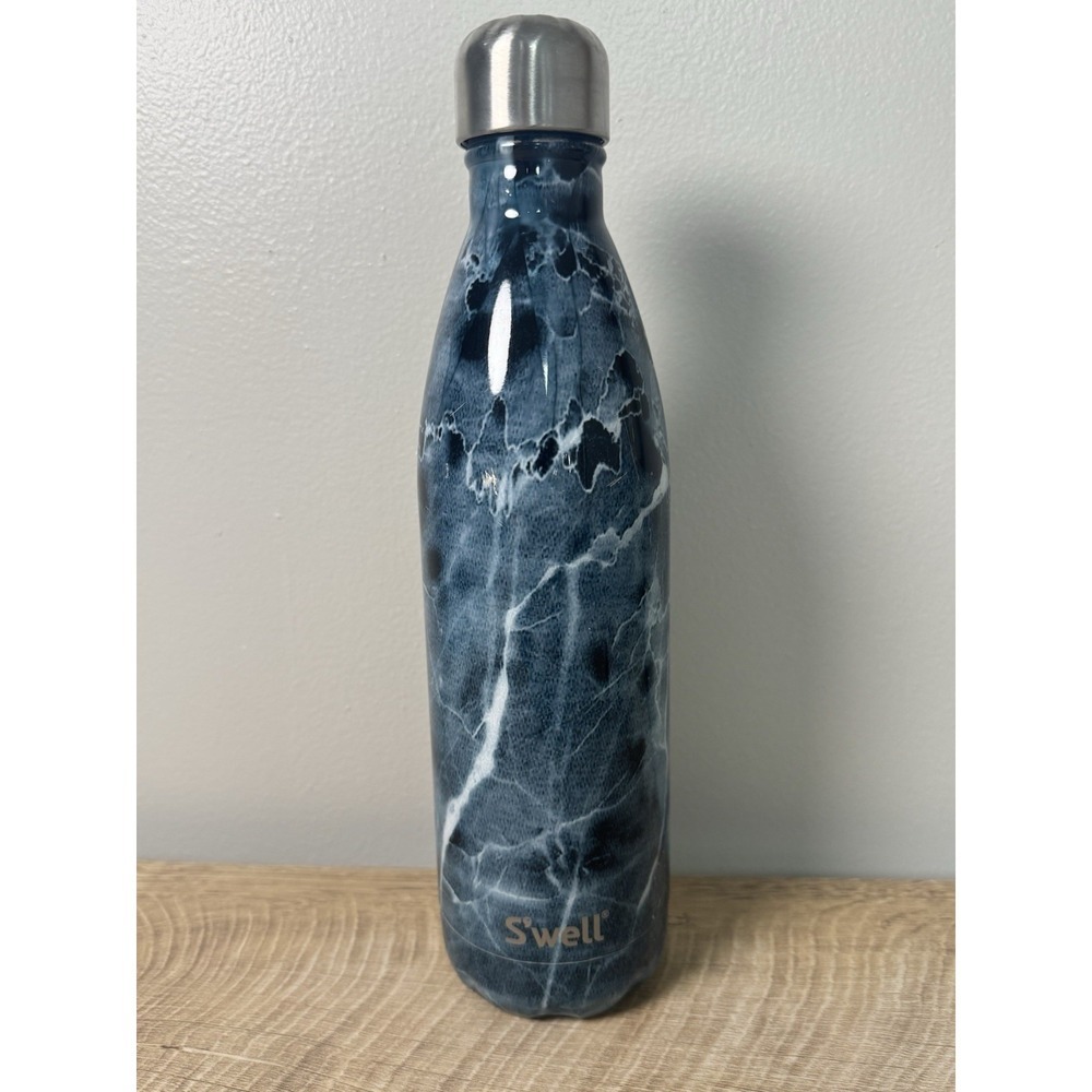 S'well Stainless Steel Water Bottle in the Blue Marble or Blue Granite‎ pattern